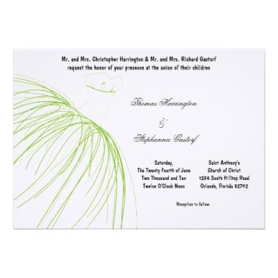 Foto invitación verde eléctrica del boda del vestido 7x (Paquete De 10)