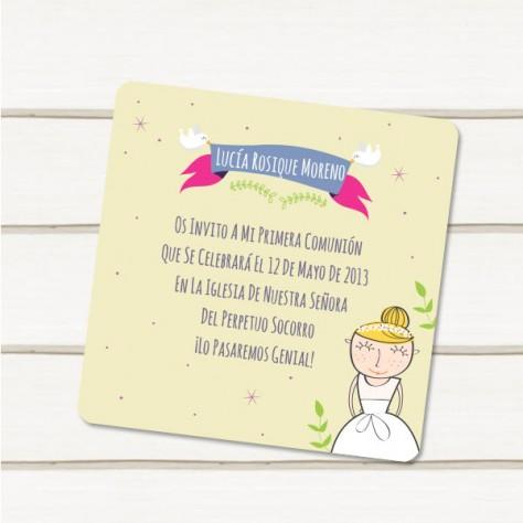 Foto Invitaciones de comunión niña rubia