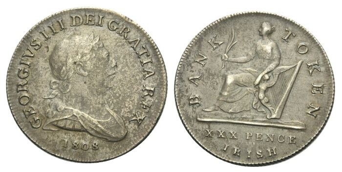 Foto Irland 30 Pence Banktoken 1808