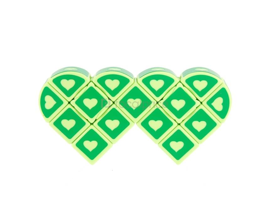 Foto Irregular en forma de corazón Rompecabezas Cubo Mágico (verde)