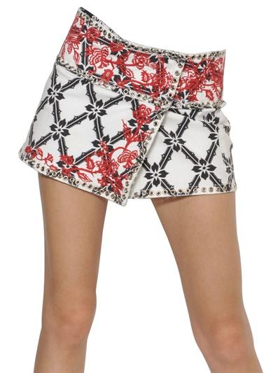 Foto isabel marant falda de algodón denim ajustado bordado