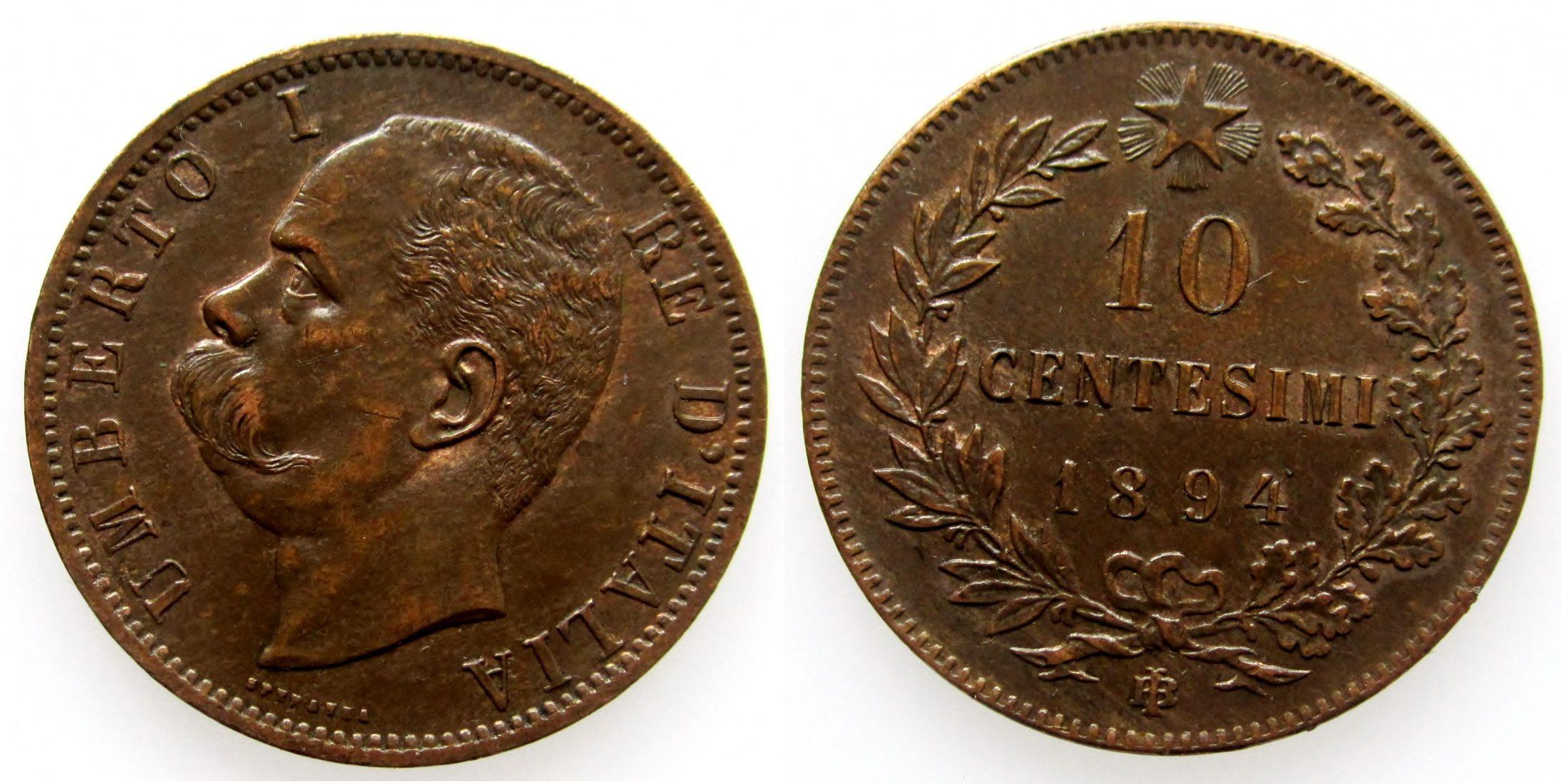 Foto Italian States 10 Centesimi 1894