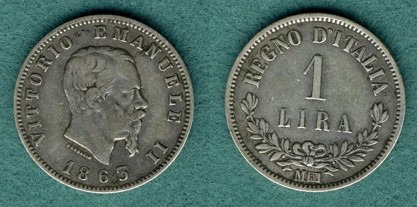 Foto Italien 1 Lira 1863 M