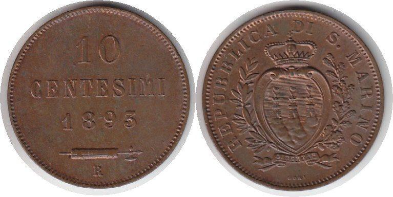 Foto Italien 10 Centesimi 1893