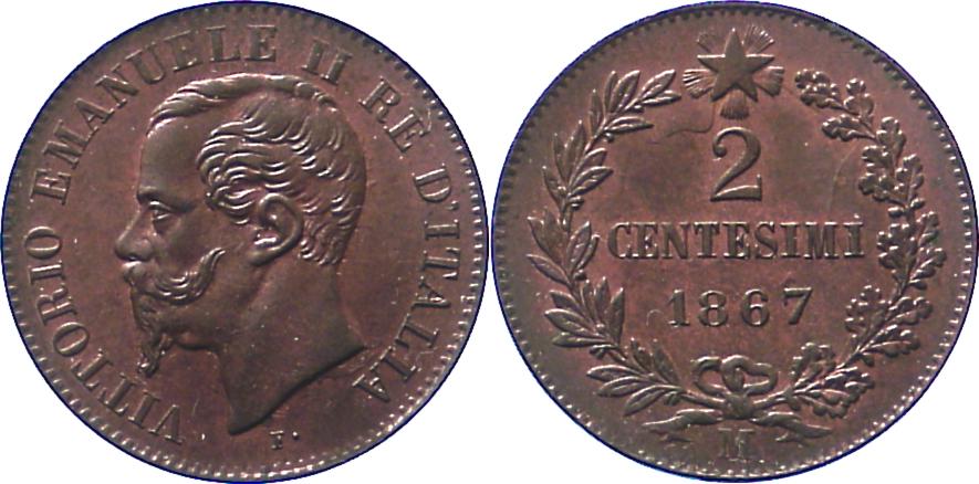 Foto Italien-Königreich 2 Centesimi 1867 M
