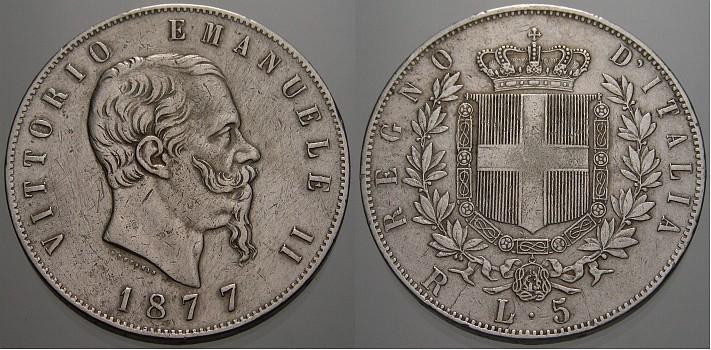 Foto Italien-Königreich 5 Lire 1877 R
