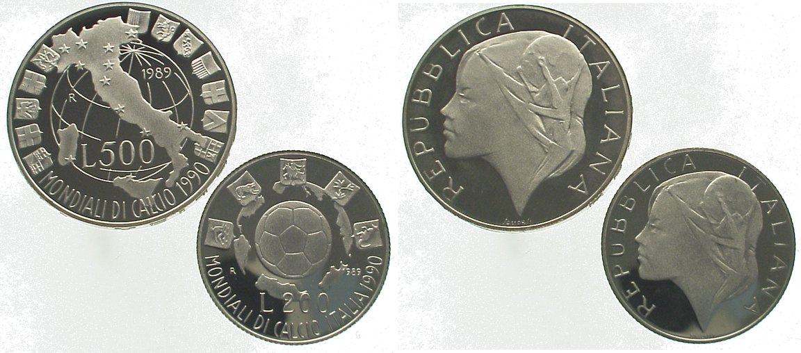 Foto Italien-Königreich 500 und 200 Lire 1989