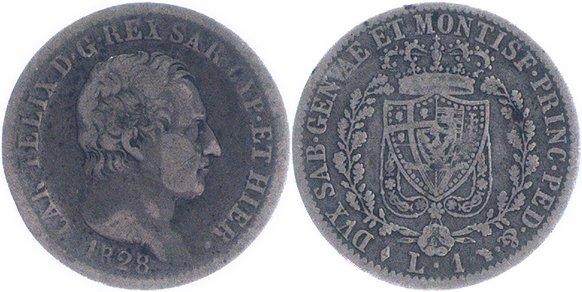 Foto Italien, Königreich Sardinien 1 Lira 1828 L