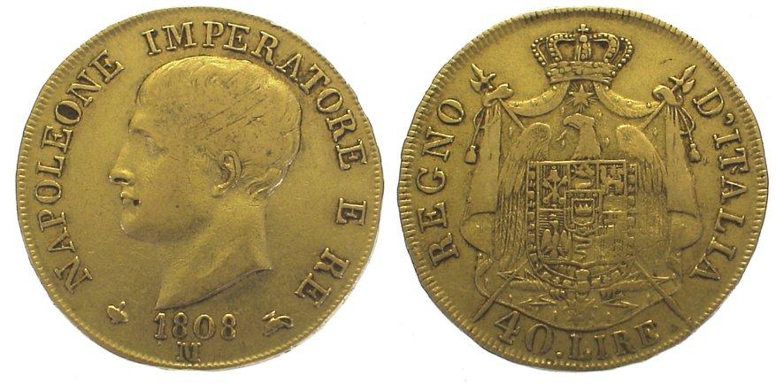 Foto Italien-Königreich (unter Napoleon) 40 Lire Gold 1808 M