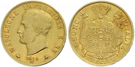 Foto Italien-Königreich (unter Napoleon) 40 Lire Gold 1814 M