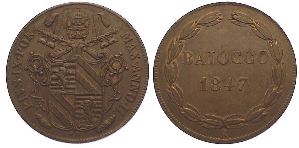Foto Italien-Kirchenstaat Cu Baioccho 1847 R