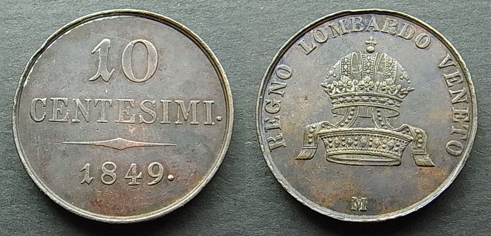 Foto Italien Lombardei und Venetien 10 Centesimi 1849