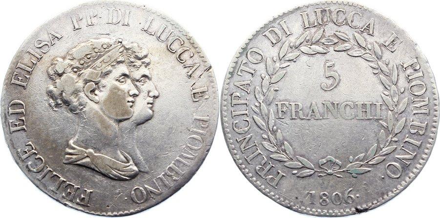 Foto Italien-Lucca Piombino 5 Franchi 1806