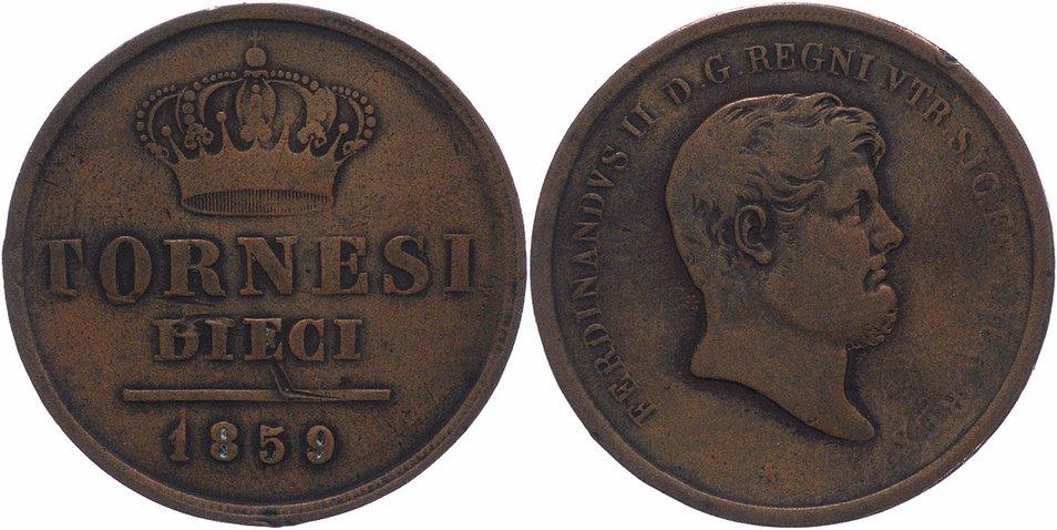 Foto Italien Neapel und Sizilien 10 Tornesi 1859