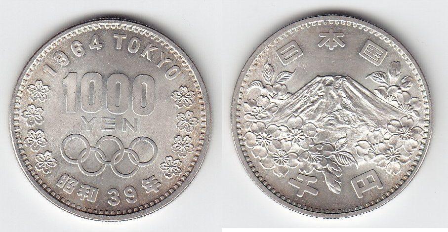 Foto Japan 1000 Yen Silber 1964
