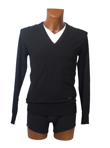 Foto Jersey de manga larga con cuello v - en talla xl, negro