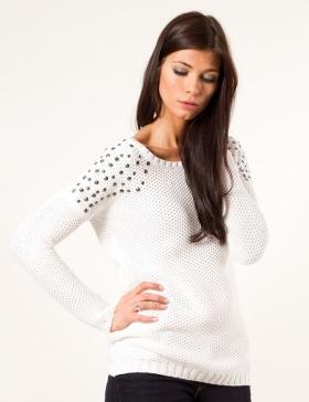 Foto Jersey de punto Study con tachuelas en los hombros en blanco de Only