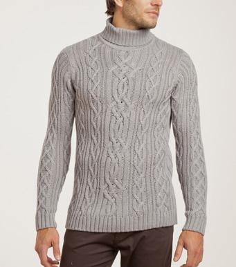 Foto Jersey en punto trenzado con cuello vuelto hombre