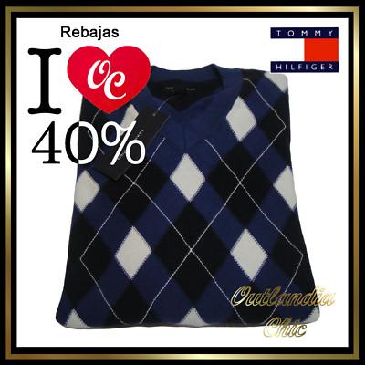 Foto Jersey Tommy Hilfiger Hombre Azul Con Rombos Talla L
