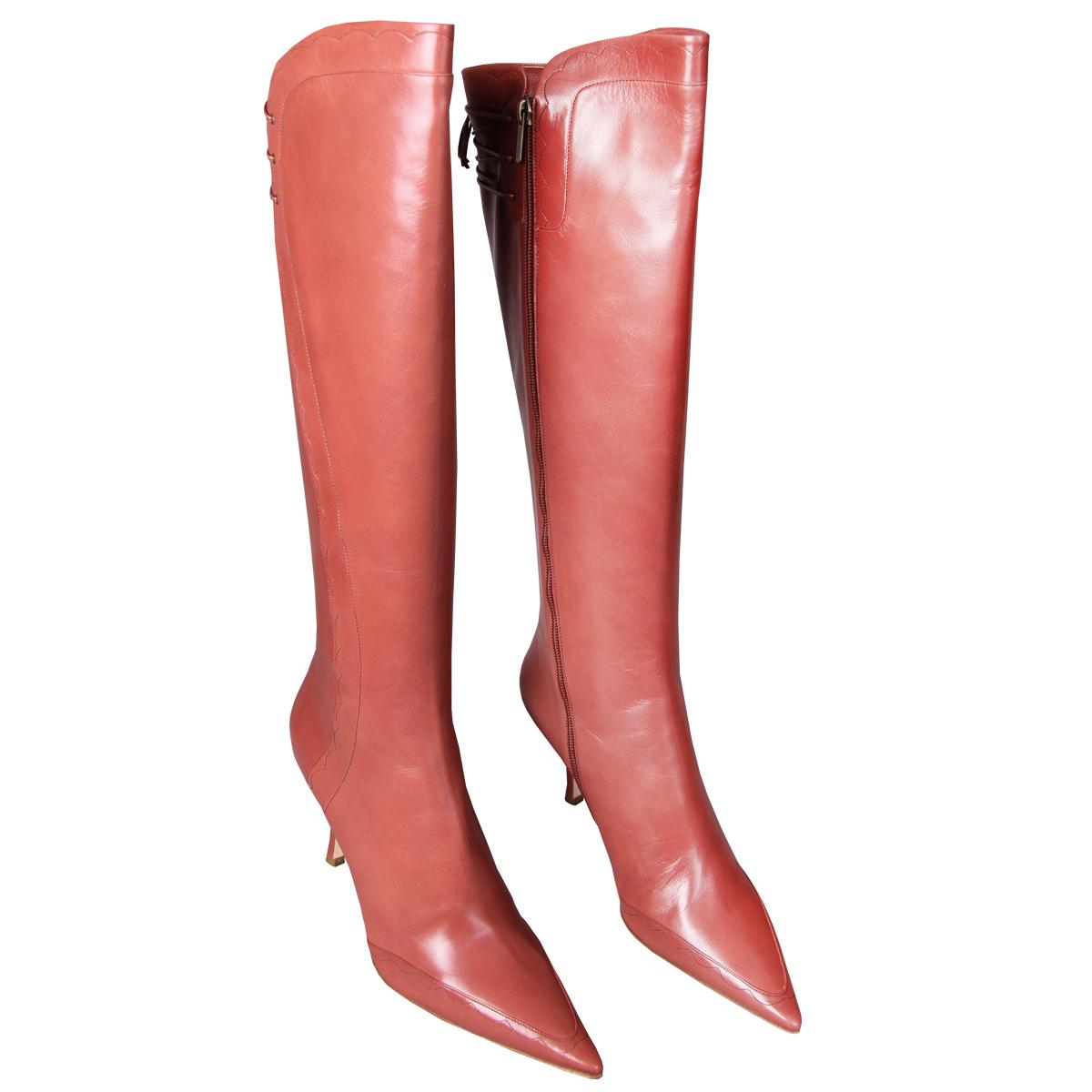 Foto Jimmy Choo Terracotta High Heel Leather Boot