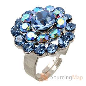 Foto joyería de moda talla 6 3 / 4 (nosotros) Bijou anillo dedo de la mano de cristal - azul