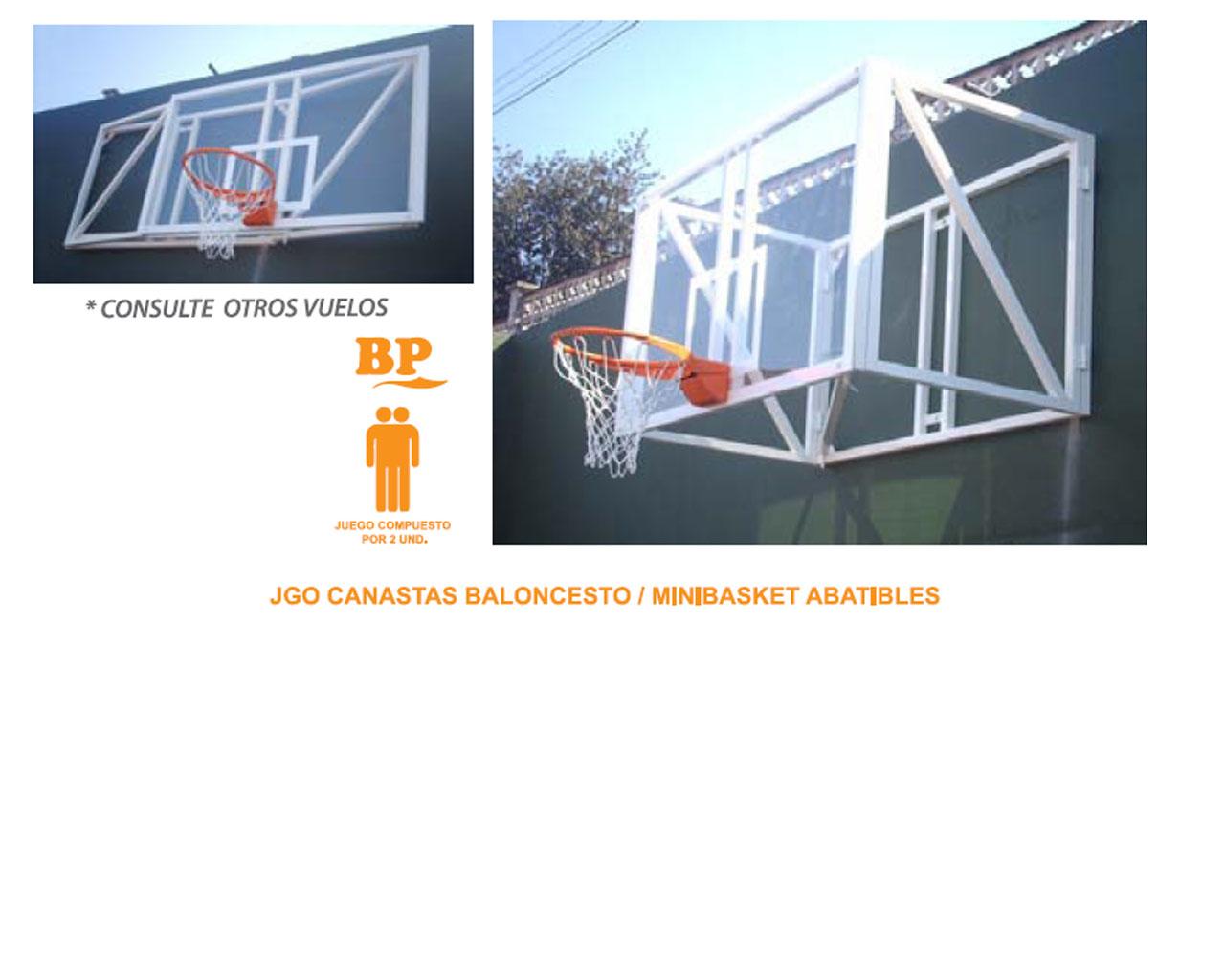 Foto Juego de 2 canastas baloncesto/minibasket abatibles vuelo 1 m.