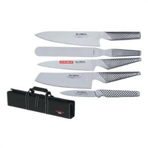 Foto Juego de cuchillos y caja de 5 piezas Global Juego de cuchillos de chef Global compuesto por 5 piezas, con caja para 11 cuchillos.