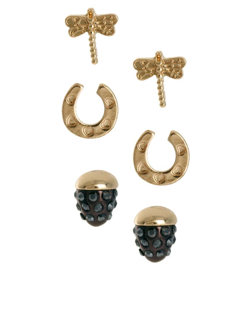 Foto Juego de tres pendientes de Oasis Dorado