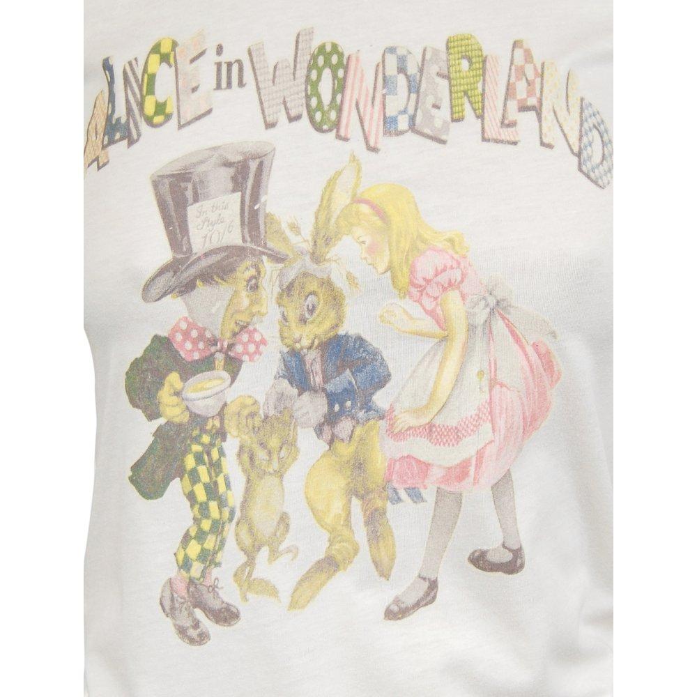 Foto Junk Food Ladies Retro Alice In Wonderland White T Shirt, Sugar