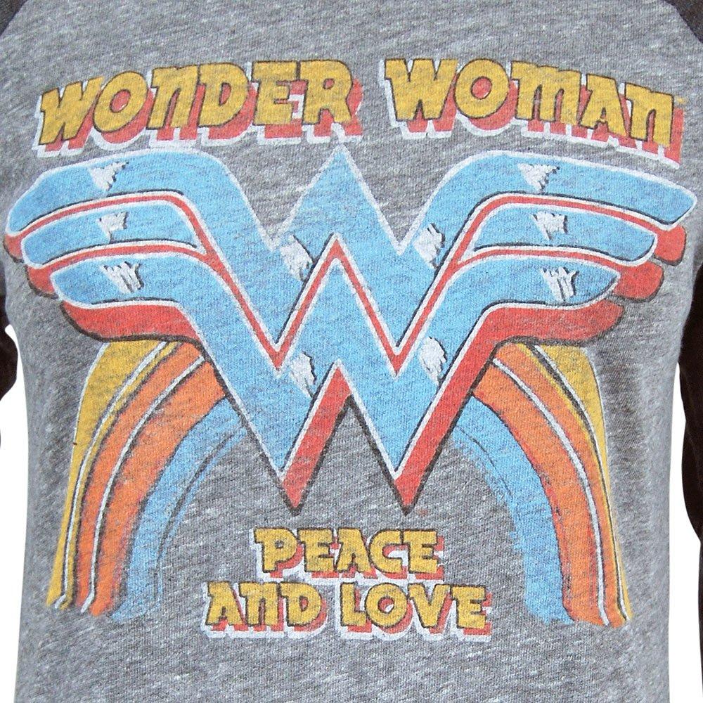 Foto Junk Food Ladies Wonder Woman Peace And Love T Shirt