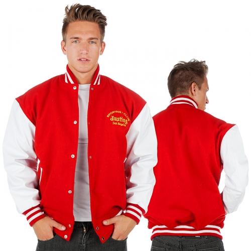 Foto Justing pantalón vaquero College Chaqueta roja/blanca talla XXL