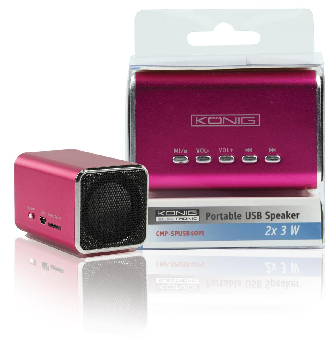 Foto König Reproductor MP3 con altavoz 2 x 3 W en color rosa