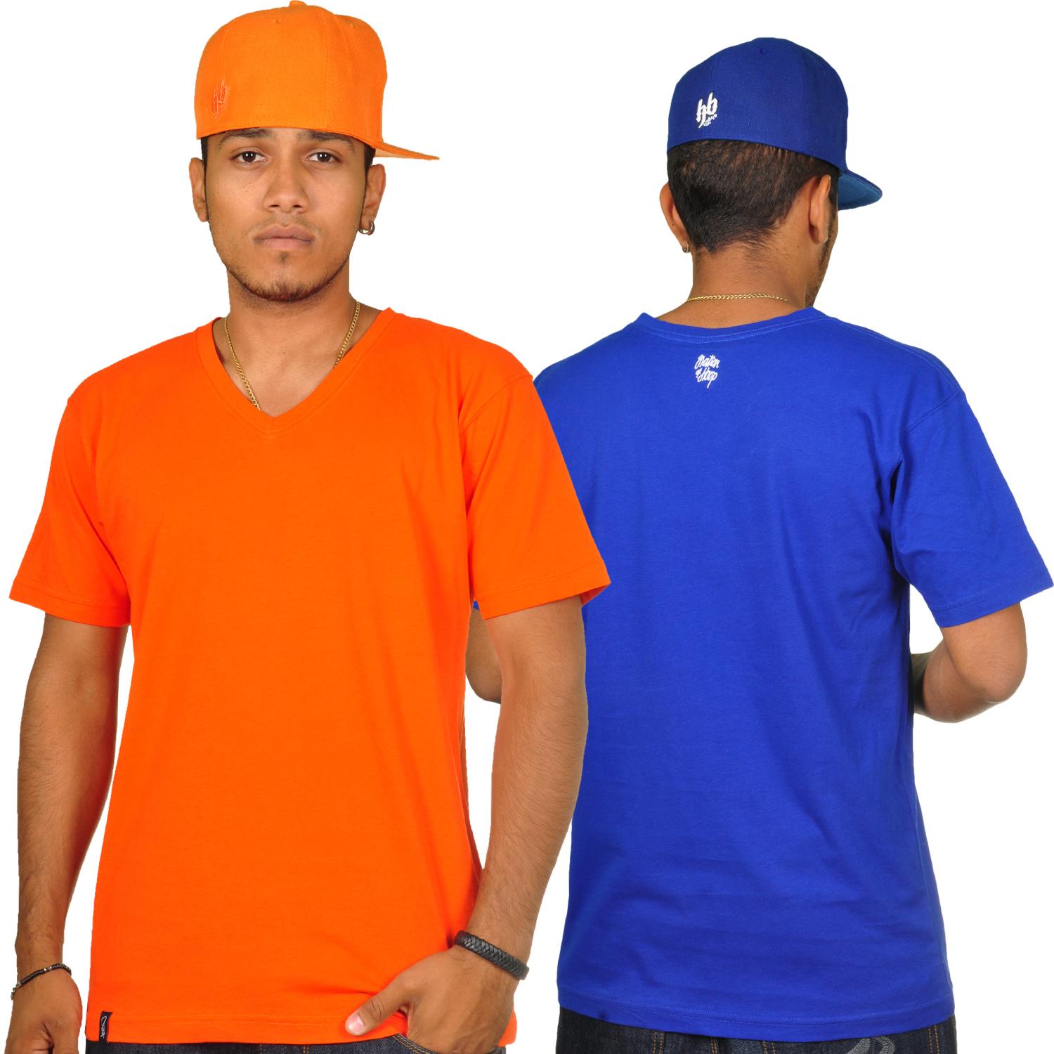 Foto K1x Double Impact V-neck T-shirt De Color Azul Oscuro Naranja