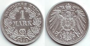 Foto Kaiserreich 1 Mark 1902 G