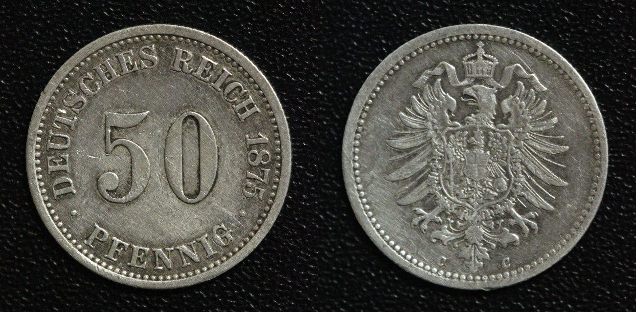Foto Kaiserreich 50 Pfennig 1875 C