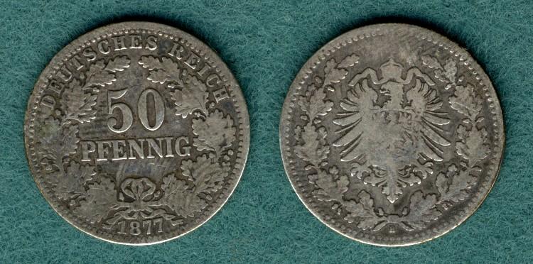 Foto Kaiserreich 50 Pfennig 1877 H
