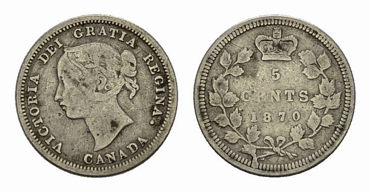 Foto Kanada 5 Cents 1870