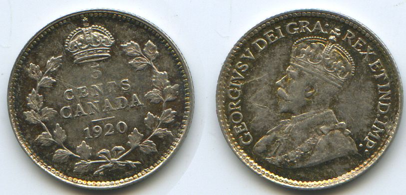 Foto Kanada 5 Cents 1920