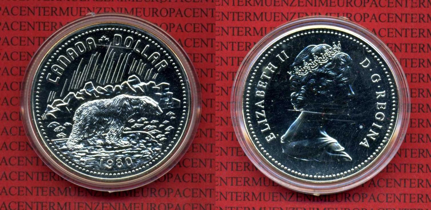 Foto Kanada , Canada 1 Dollar Silbermünze 1980