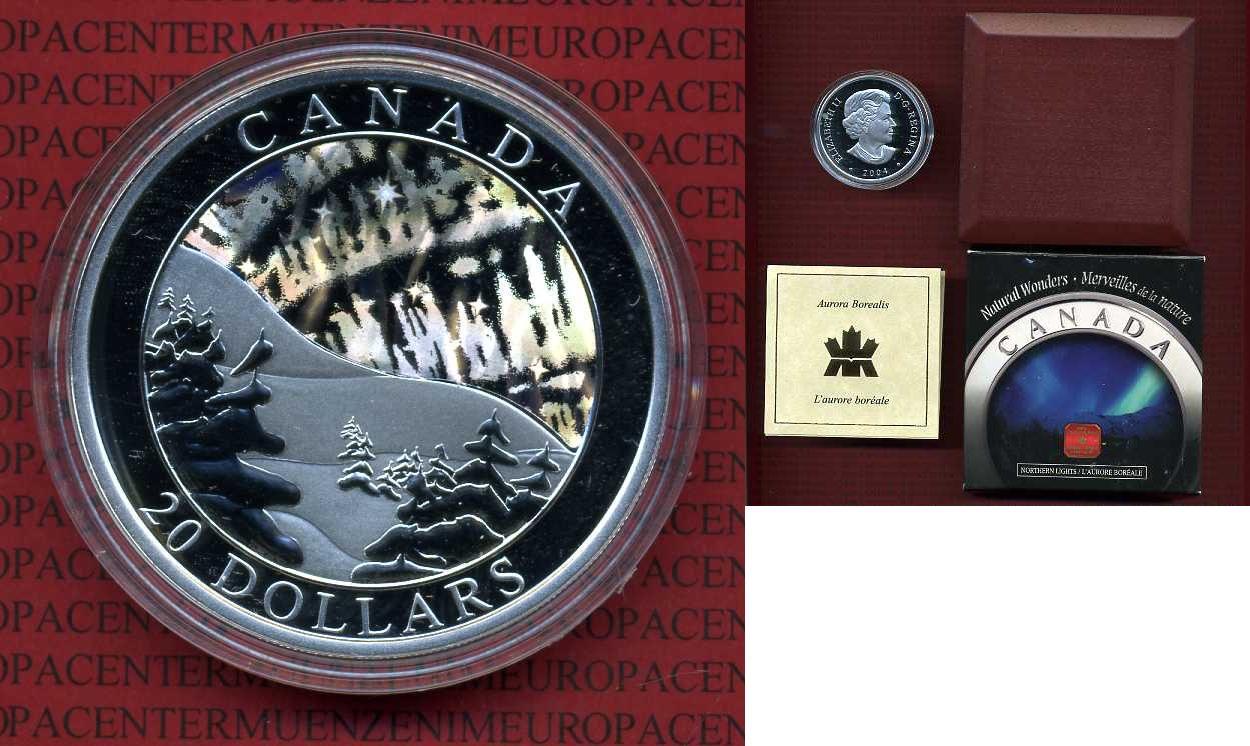 Foto Kanada Canada 20 Dollar Silbermünze Farbmünze 2004