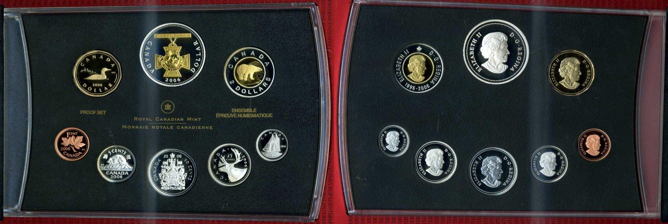 Foto Kanada, Canada Kursmünzensatz Kms mit Goldapplikation 2006