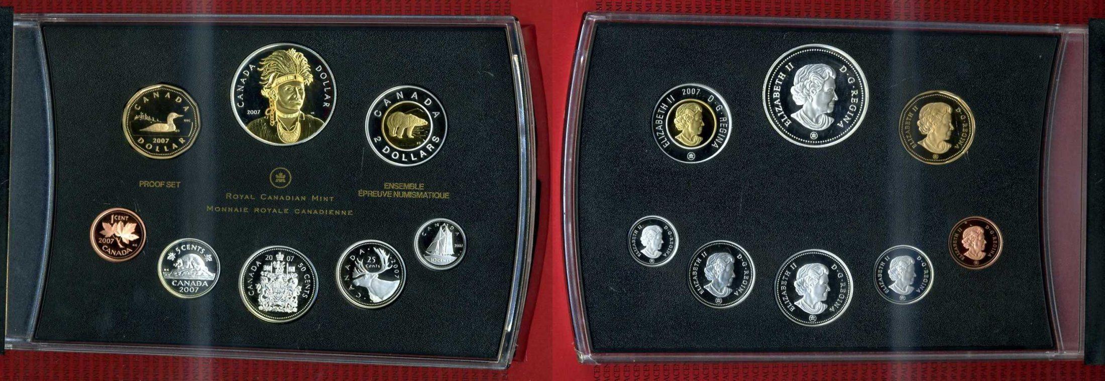 Foto Kanada, Canada Kursmünzensatz Kms mit Goldapplikation 2007