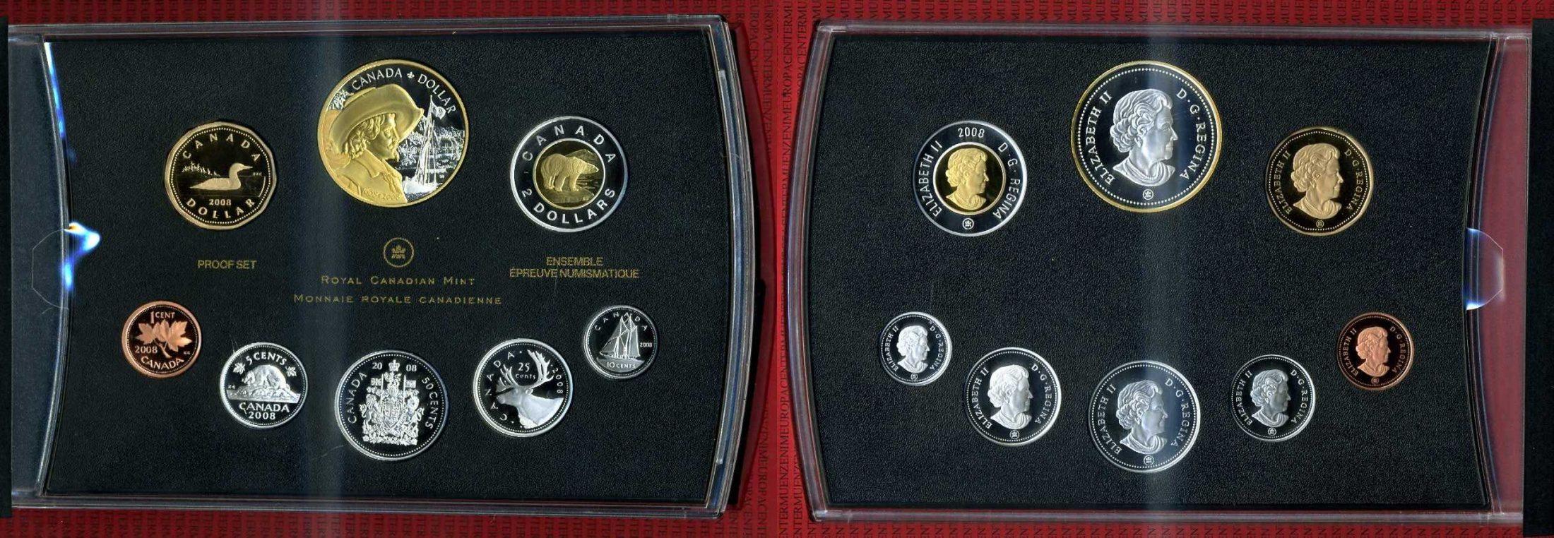 Foto Kanada, Canada Kursmünzensatz Kms mit Goldapplikation 2008