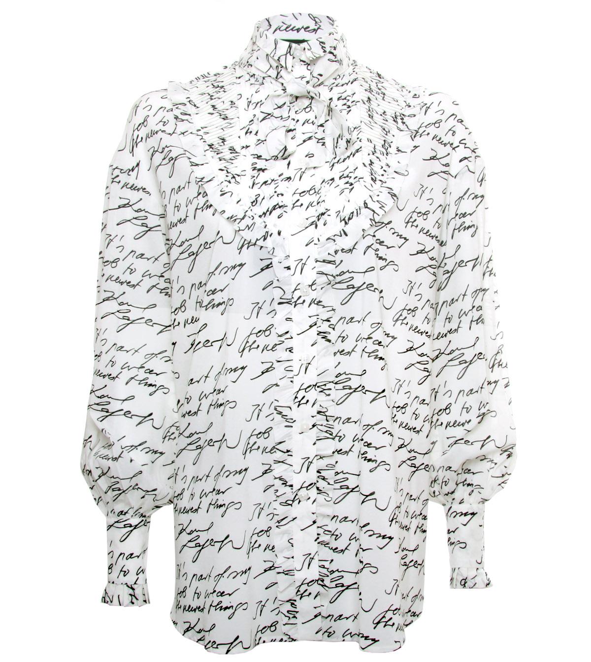 Foto Karl Lagerfeld Cream/Black Signature Silk Stretch Shirt-44 IT