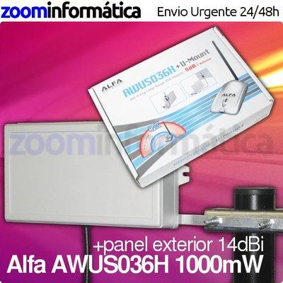 Foto kit antena wireless wi-fi panel 14dbi wifi usb 1000mw alfa awus036h exterior 1w