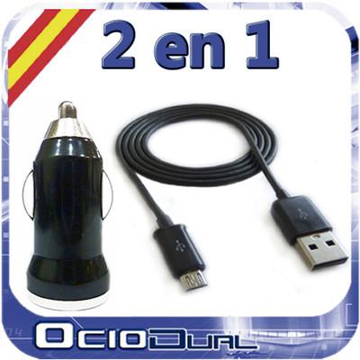 Foto Kit Cargador Para Huawei Ascend P2 Microusb Coche Cable Usb Negro Charger Black