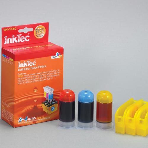 Foto Kit de recarga InkTec, para Canon CLI-226/426/526/726 C/M/Y. 3 Colores