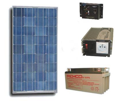 Foto Kit panel solar 100w + bateria recargable + convertidor tens
