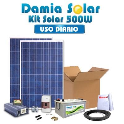 Foto Kit solar 500W Uso Diario: luz, TV, portátil. Con inversor ONDA MODIFICADA