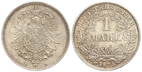 Foto Kleinmünzen 1 Mark 1875 D
